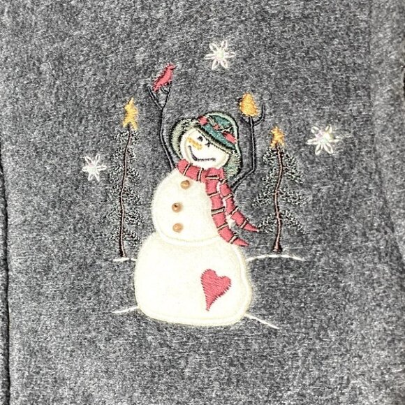 5/&25 Vintage Northern Reflections grey fleece zip vest with snowman M - Picture 11 of 13